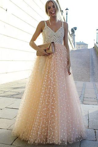 Charming A Line V Neck Lace Floor Length Prom Dresses Formal Evening Grad Gown Dress