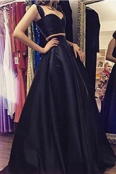2 Piece Black Off the Shoulder Party Dress Evening Gowns Prom Dresses