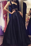 2 Piece Black Off the Shoulder Party Dress Evening Gowns Prom Dresses