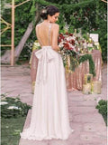 Open Back Rose Gold Sequin V Neck Long Evening Prom Dresses Formal Bridesmaid Dress