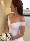A Line Princess Off the Shoulder Ball Gown White Beach Wedding Dresses Bridal Dress