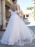 Princess A Line Spaghetti Straps Off the Shoulder Lace Beach Wedding Dresses Prom Dress