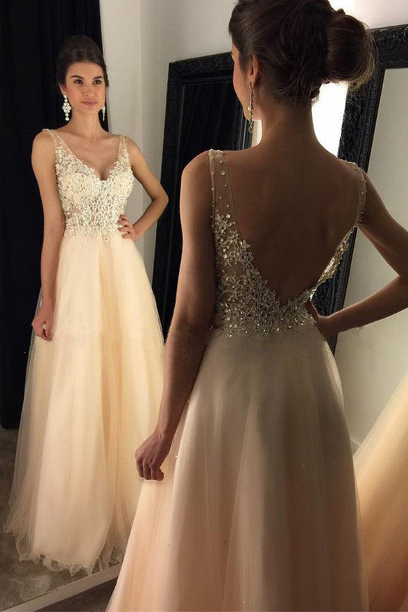 Backless Sexy Off Shoulder V Neck Lace Long Party Gowns Prom Dresses