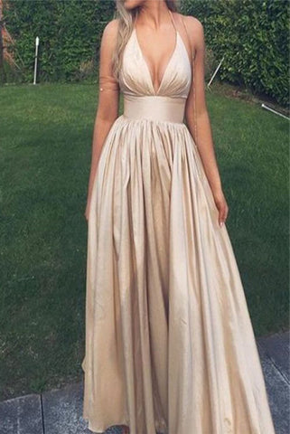 Elegant Hater V Neck Long Evening Gowns Party Dresses Prom Dress