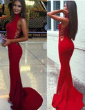 Mermaid High Neck New Arrival Red Long Elegant Evening Gowns Prom Dress