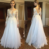 Sexy See Through Backless Long Sleeves Lace Beach Bridal Wedding Dress