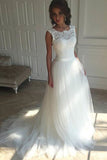 Back V White Lace Tulle Off the Shoulder Bridal Gowns Wedding Dresses