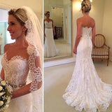 Lace Mermaid New Sweetheart Wedding Dresses Bridal Gowns With Buttons