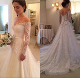 A Line Lace Princess Long Sleeves High Quality Wedding Dresses Bridal Gowns