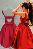 Backless Red Simple Off the Shoulder Prom Dresses Short Homecoming Dress