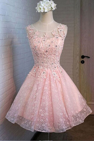 Charming Pink Short Lace Homecoming Dresses Graduation Dress Prom Dresses Party Gowns