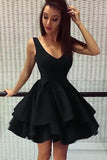Simple Open Back Black Mini Length Homecoming Dresses Short Prom Dress