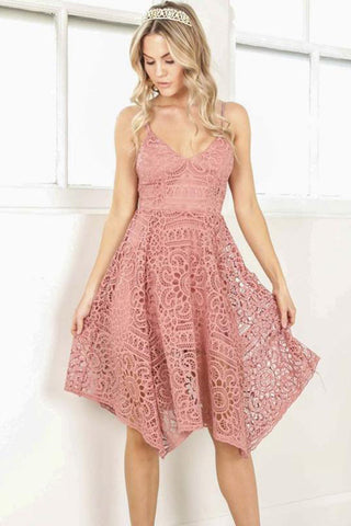 Charming Spaghetti Straps Lace High Low Homecoming Dresses Short Prom Dress