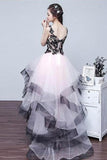 Front Short Long Back V Neck High Low Lace Fluffy Prom Dresses Homecoming Dress Hoco Gowns