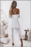 Front Short Long Back Straps High Low Lace White Homecoming Dresses Prom Dress