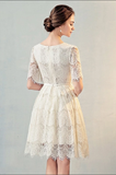 Princess Short Sleeves Lace Cheap Party Homecoming Dresses Short Prom Dress