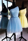 Shiny Sequin Lace One Shoulder Daffodil Short Prom Dress Homecoming Dresses