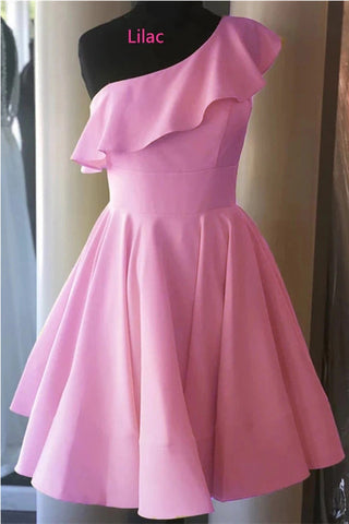 Fashion One Shoulder Lilac Cheap Homecoming Dresses Short Prom Dress Hoco Dress