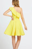 Fashion One Shoulder Lilac Cheap Homecoming Dresses Short Prom Dress Hoco Dress