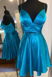 Two Piece V Neck Spaghetti Straps Black Open Back Homecoming Dresses Short Prom Dress Hoco Dress