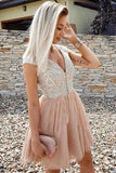 New Arrival V Neck Cap Sleeve Lace Short Prom Dress Homecoming Dresses Cocktail Dress