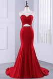Chic New Designe Strapless Red Mermaid Long Prom Dresses Formal Evening Dress Party Gowns