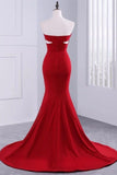 Chic New Designe Strapless Red Mermaid Long Prom Dresses Formal Evening Dress Party Gowns
