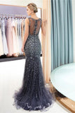 Shiny Beading Mermaid Long Prom Dresses Formal Evening Dress Party Gowns