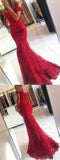 Lace Mermaid Fashion High Quaity Red Prom Dress Evening Gowns Graduation Dresses