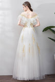 New Arrival Princess A Line Lace Appliques Prom Dresses Formal Evening Dress Party Gowns
