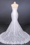 Fashion Spaghetti Straps White Lace Mermaid Chapel Train Beach Wedding Dresses Bridal Dress LD3149