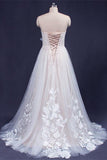 A Line Strapless 3D Lace Appliques White Princess Long Wedding Dresses Bridal Gown Dress LD3151