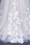 A Line Strapless 3D Lace Appliques White Princess Long Wedding Dresses Bridal Gown Dress LD3151