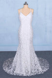 Real Picture Backless Spaghetti Straps White Lace Mermaid Beach Wedding Dresses Bridal Dress LD3154