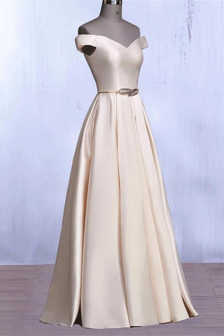 Elegant Off the Shoulder Satin Long Prom Dresses Formal Evening Gowns Bridesmaid Dress