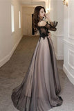 Long Sleeves Black Straps Prom Dresses Formal Evening Dress Party Gown