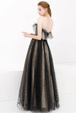 New Design A Line Strapless Black Long Formal Prom Dresses Evening Dress Party Gowns