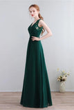 Elegant Open Back Green Lace Long Prom Dresses Formal Bridesmaid Dress Evening Gowns