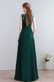 Elegant Open Back Green Lace Long Prom Dresses Formal Bridesmaid Dress Evening Gowns