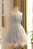 Tiered Skirt New Silver Tulle Homecoming Dresses Short Prom Graduation Dress