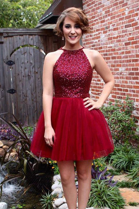 Burgundy Backless Homecoming Dresses Short Prom Dresses Graduation Gowns