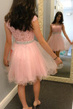 Pink Short Lace Charming Cap Sleeves Homecoming Dress Party Gowns Prom Dresses