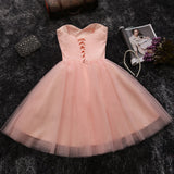 Blush Pink Tulle Beaded Short Sweetheart Homecoming Dresses Party Gowns Prom Dress