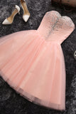 Blush Pink Tulle Beaded Short Sweetheart Homecoming Dresses Party Gowns Prom Dress
