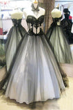 Black Sweetheart Lace White Evening Gowns Quinceanera Dress Prom Dresses