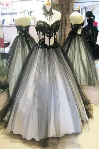 Black Sweetheart Lace White Evening Gowns Quinceanera Dress Prom Dresses