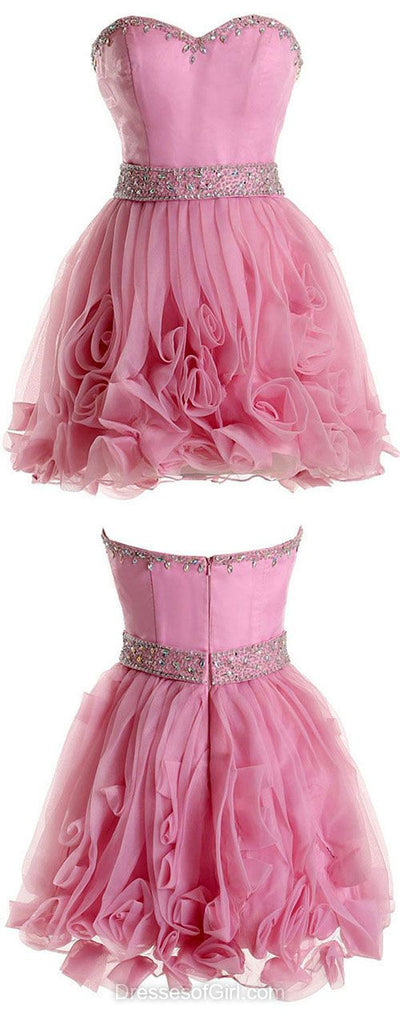 Hot Pink Mini Length Cute Homecoming Dresses Prom Dresses Party Gowns