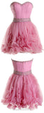 Hot Pink Mini Length Cute Homecoming Dresses Prom Dresses Party Gowns