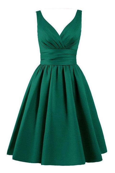 Green Elegant Off the Shouder V Neck Short Homecoming Dresses Prom Cocktail Dress