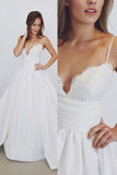 High Quality A Line Spaghetti Straps Lace V Neck Bridal Gowns Wedding Dresses